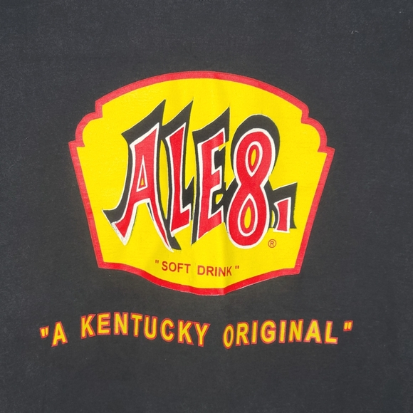 Vintage 90s Ale 8 One A Kentucky Original Promo Graphic T-Shirt in Black Size 2X - Picture 2 of 5